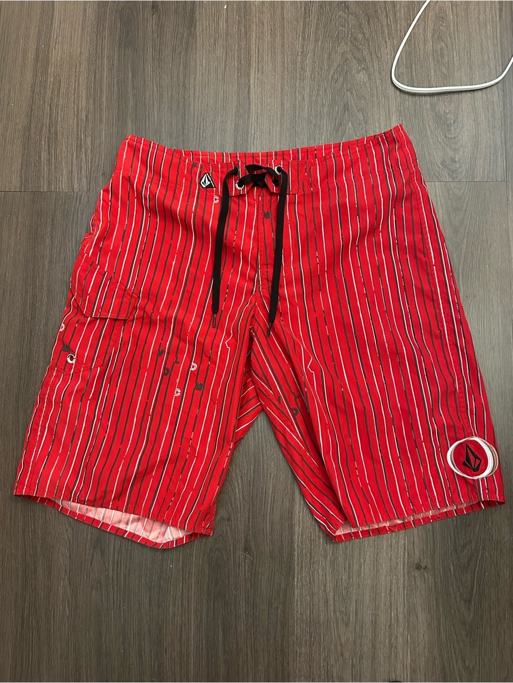 Vintage Volcom Red Striped Men’s Swim Shorts